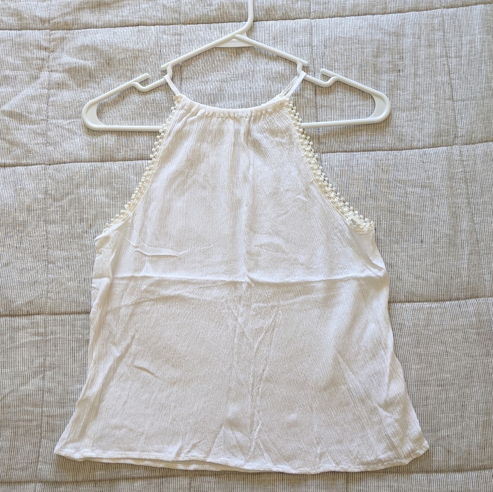 H&M Divided White Textured High Neck Tank, size 4
